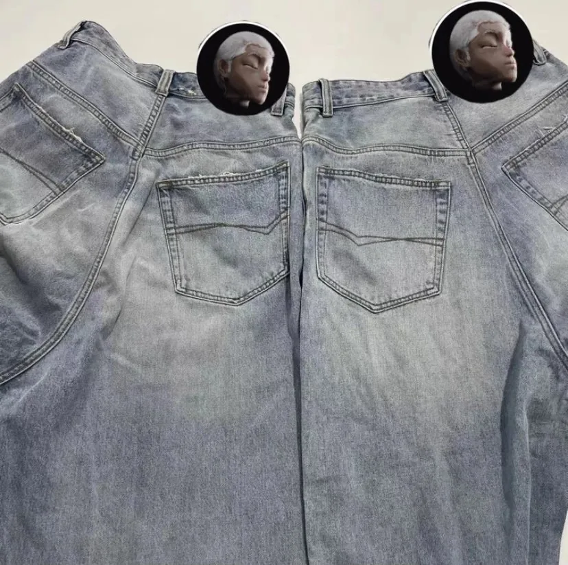 Washed Blue Straight-Leg Denim Jeans — photo 4