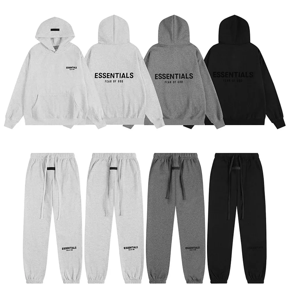 Essentials Flocked Letter Fleece Hoodie Set