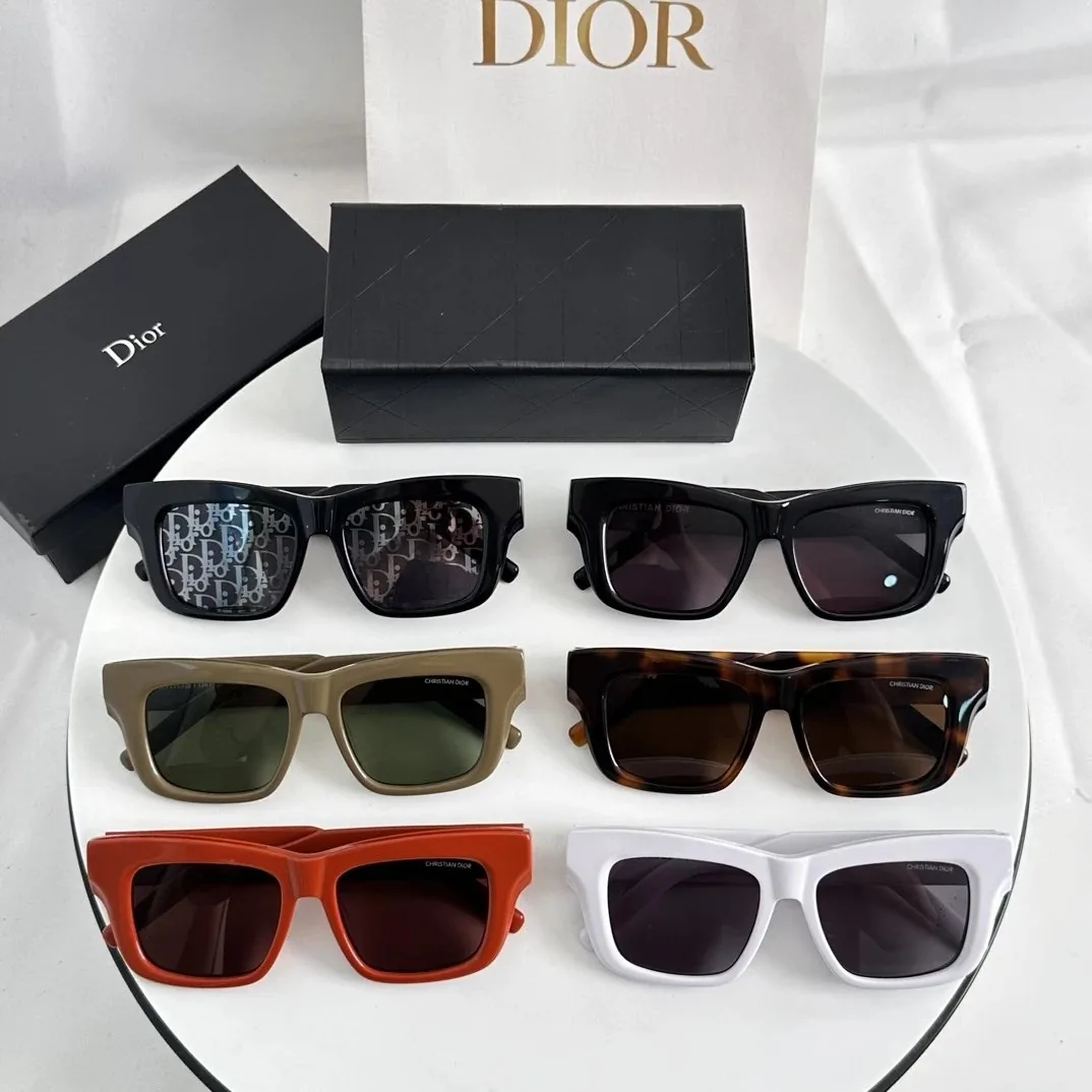 Dior Logo Square Sunglasses Black — QC