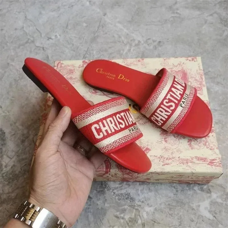Dior Christian Dior Paris Embroidered Slides — QC