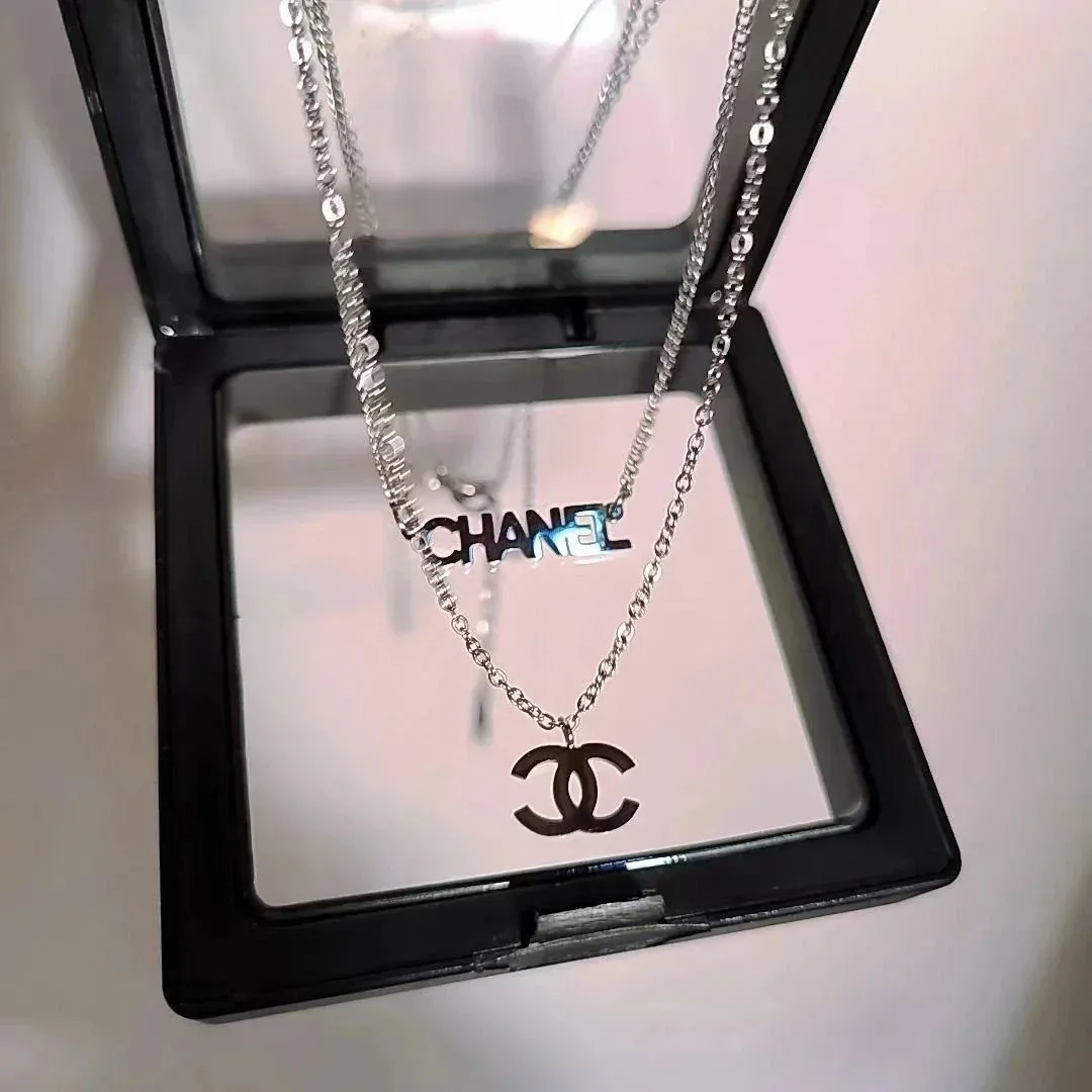 Titanium Steel Double Pendant Necklace