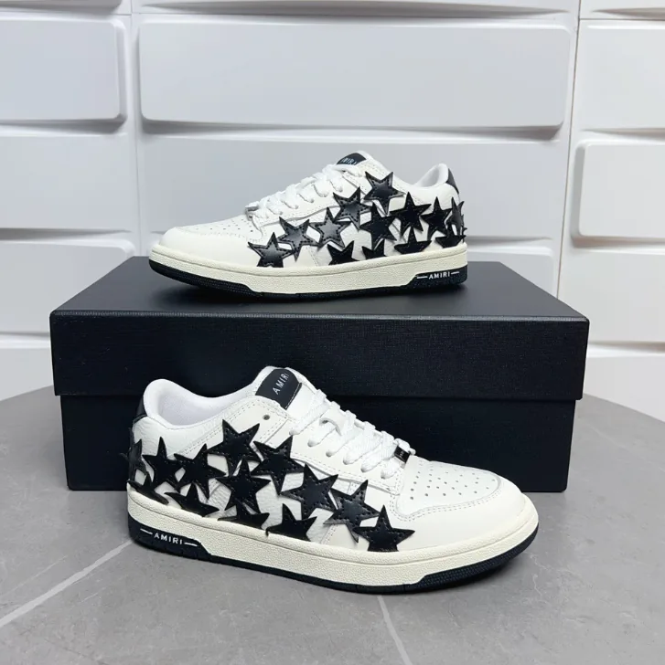 Amiri Stars Court Low White Beige Star Patch Sneakers — Photo 10
