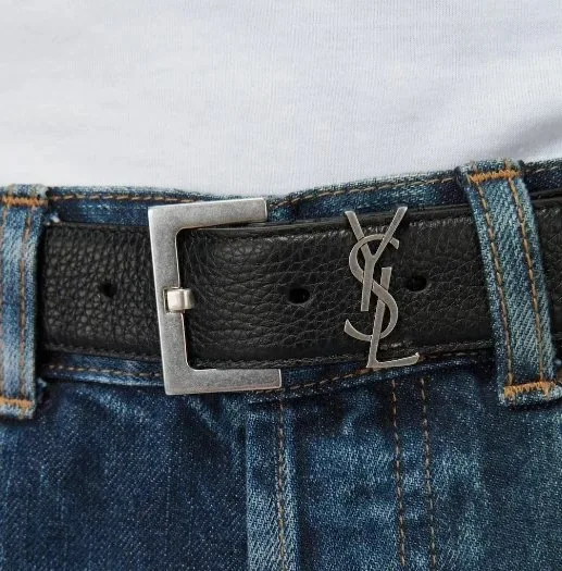 Saint Laurent YSL Logo Buckle Leather Belt — QC