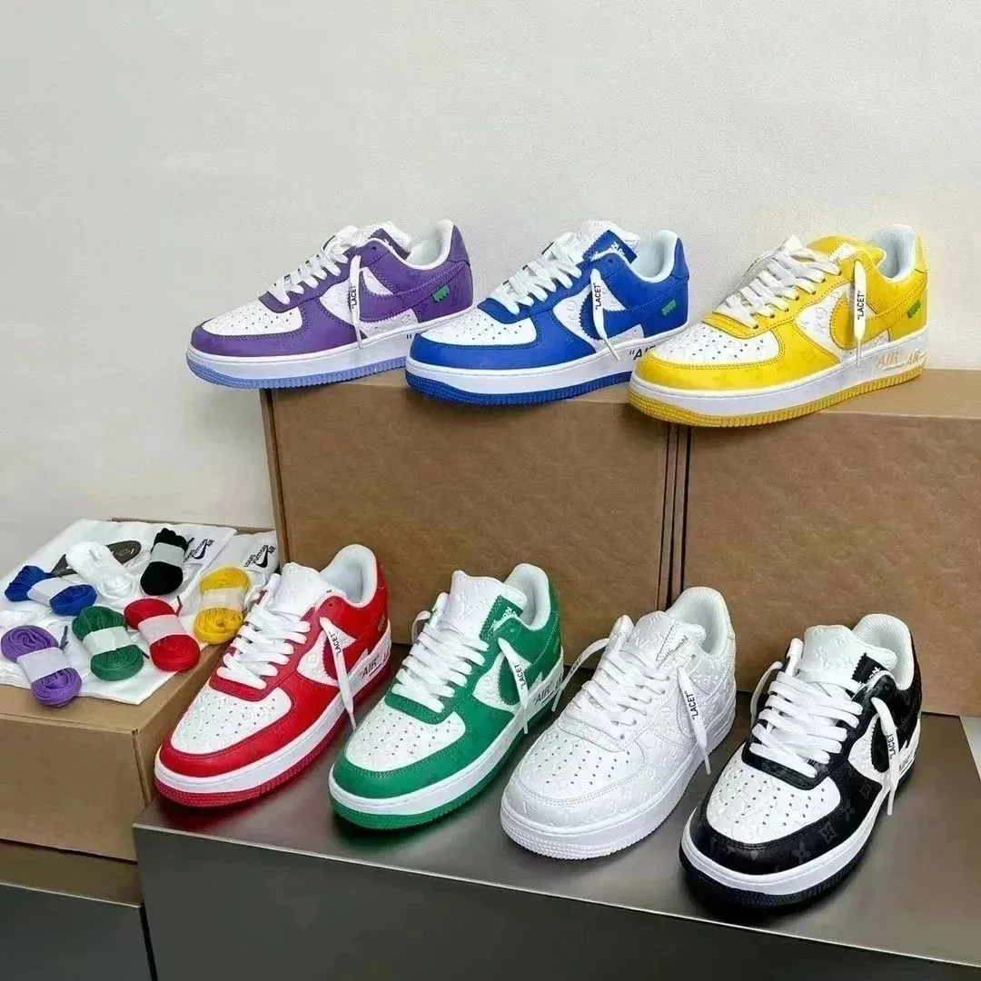 Louis Vuitton LV x Nike Air Force 1 Red White Sneakers