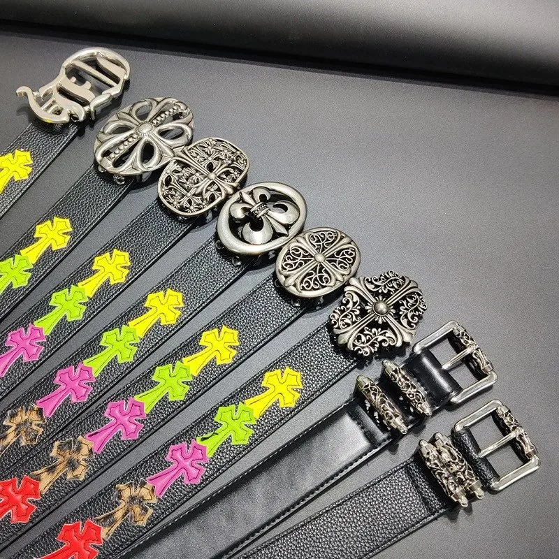 Leather Cross Floral Couple Belt