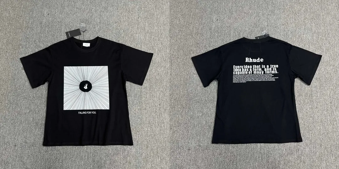 Rhude Letter Logo Print Cotton T-Shirt — Photo 15