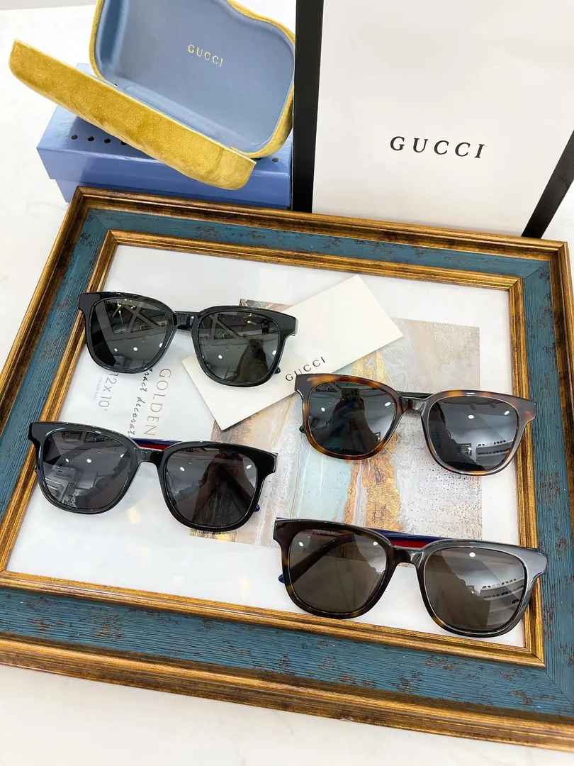 Gucci Web Stripe Square Sunglasses Black — Photo 13