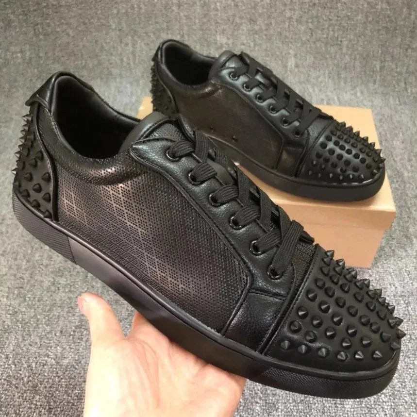 Christian Louboutin Louis Junior Spikes Studded Red Sneakers — Photo 2