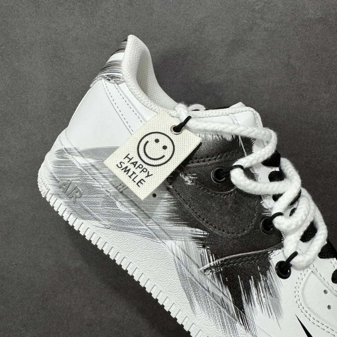 Nike Air Force 1 White Black Smile Print Sneakers — QC