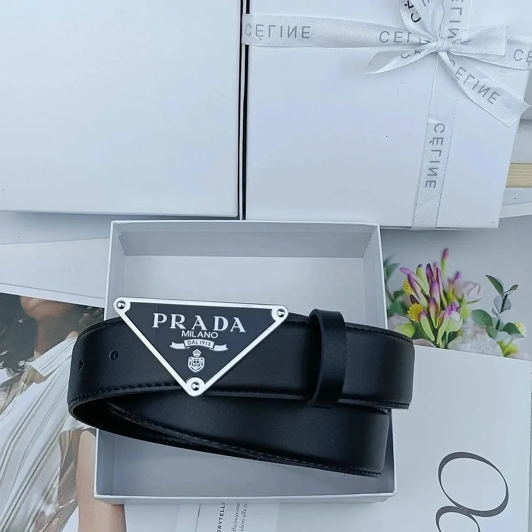 Prada Triangle Logo Leather Belt — QC