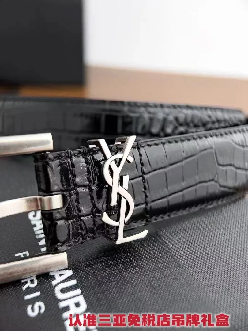 Saint Laurent YSL Logo Buckle Leather Belt — QC