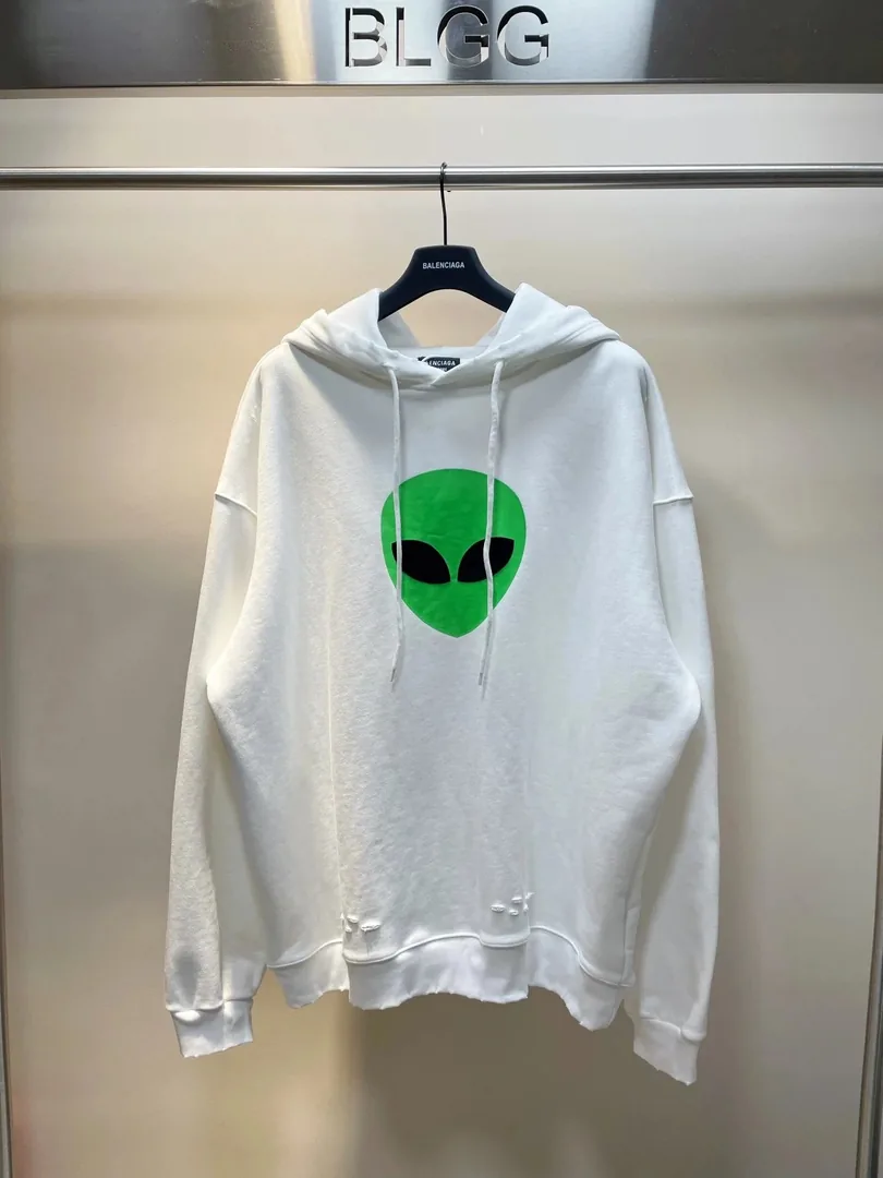Balenciaga Baby Yoda Print White Hoodie — Photo 14