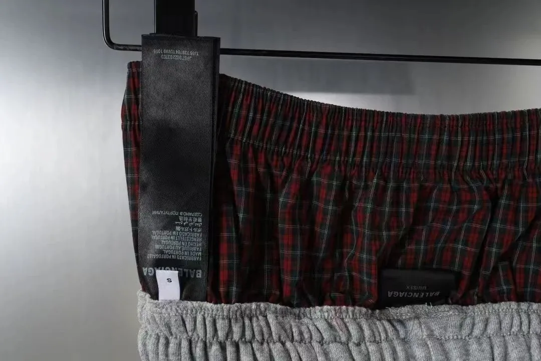 Plaid Layered Embroidered Sweatpants — Photo 7