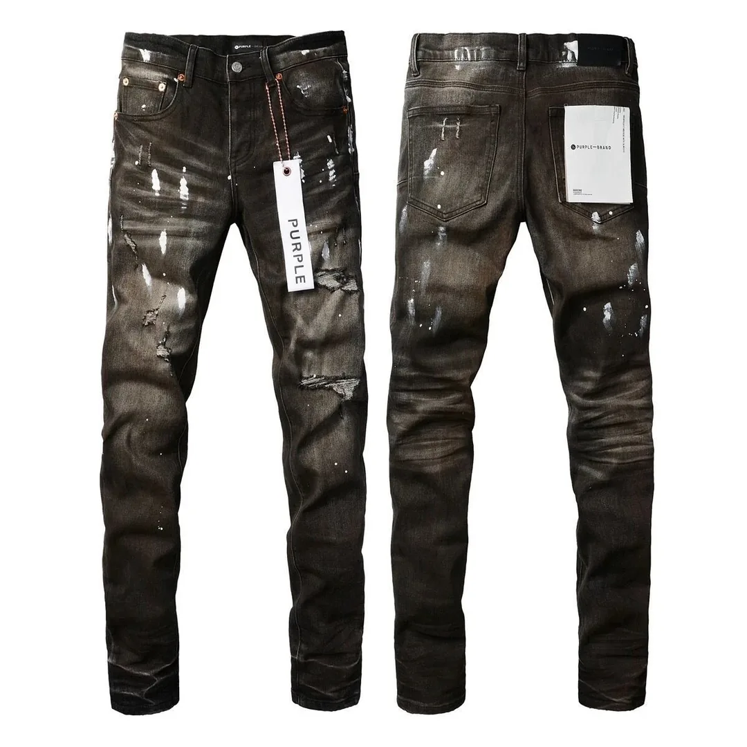Purple Distressed Ripped Slim Jeans — photo 2