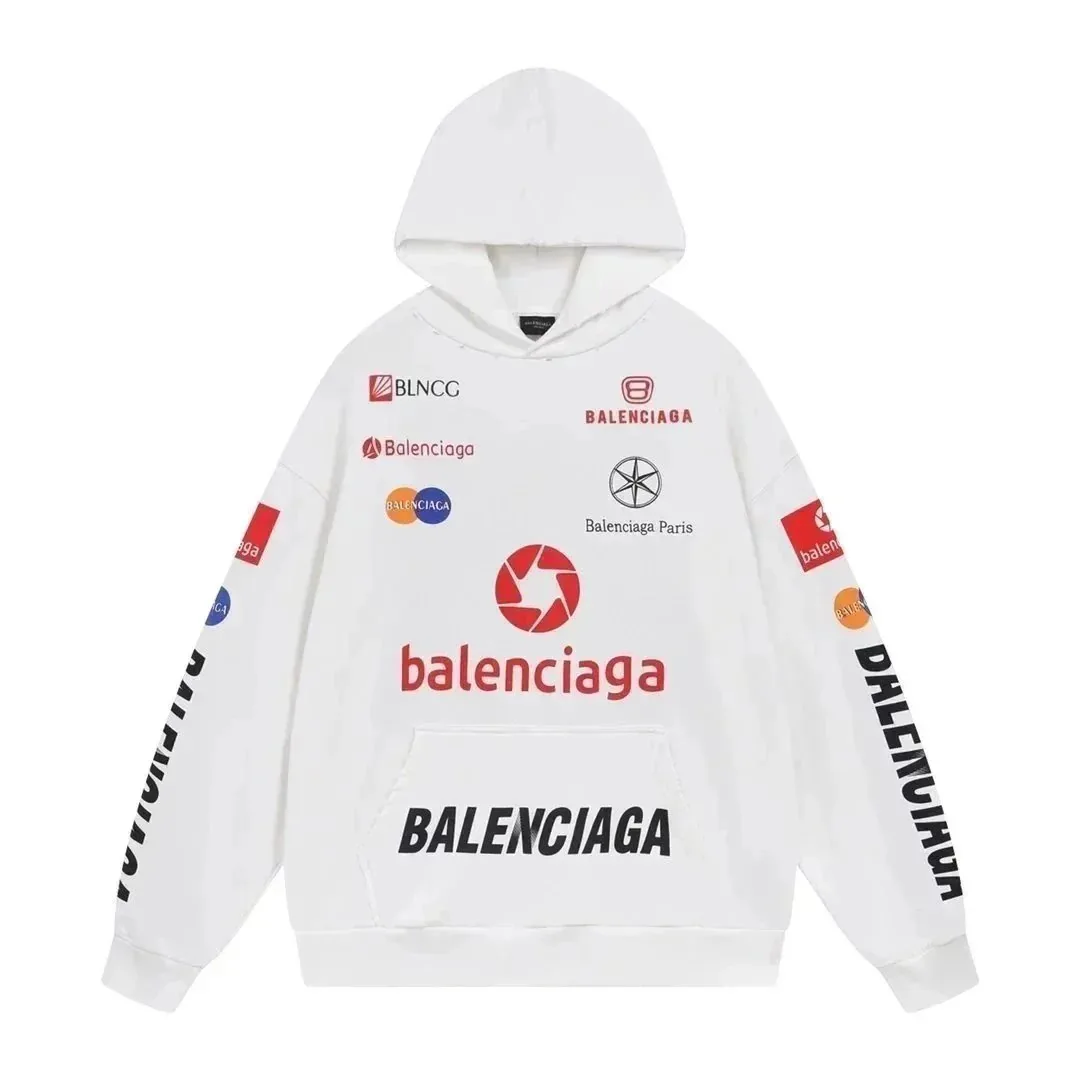 Balenciaga Campaign Logo White Hoodie — Photo 6