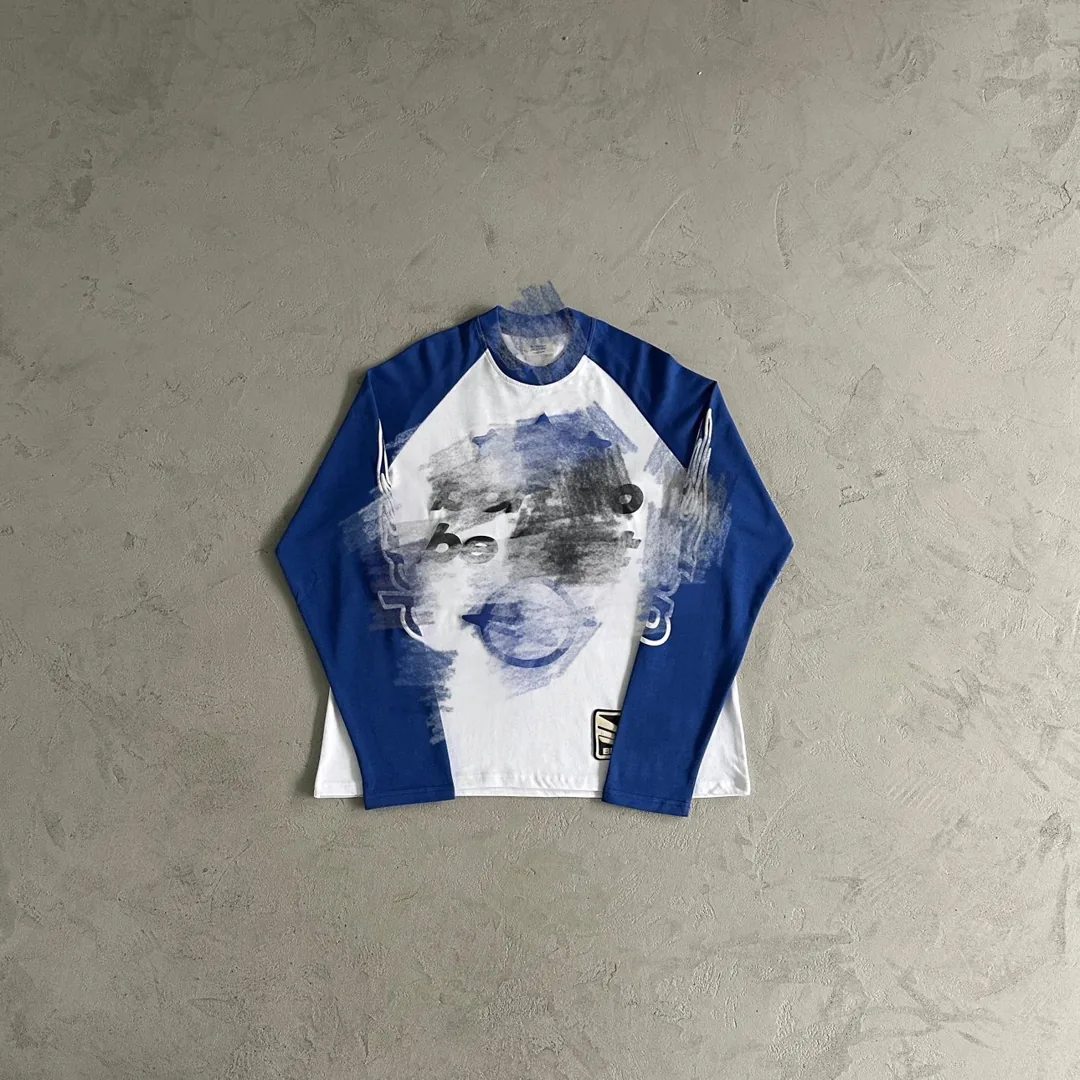 Broken Planet Blue White Raglan Long-Sleeve Tee
