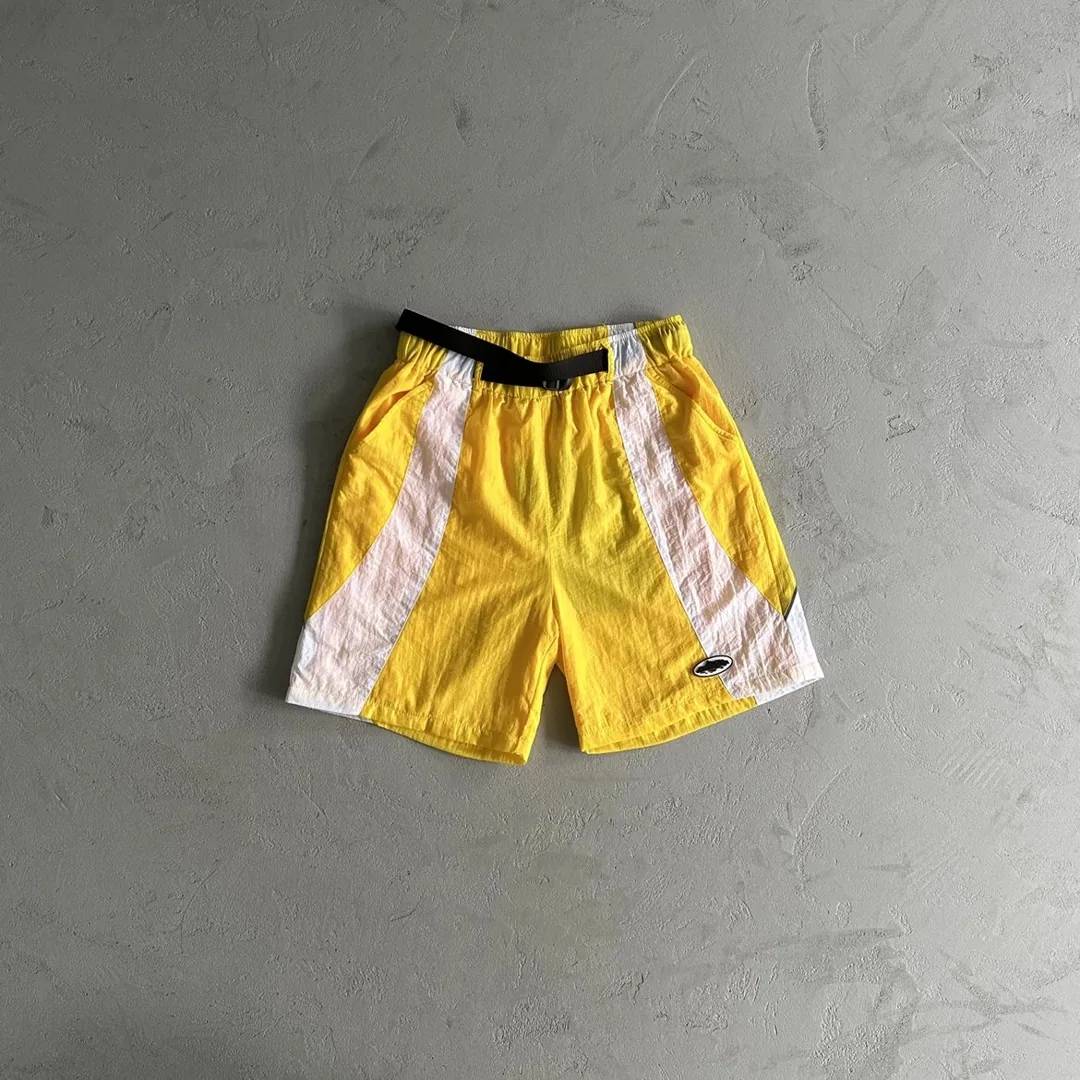 Yellow White Woven Shorts