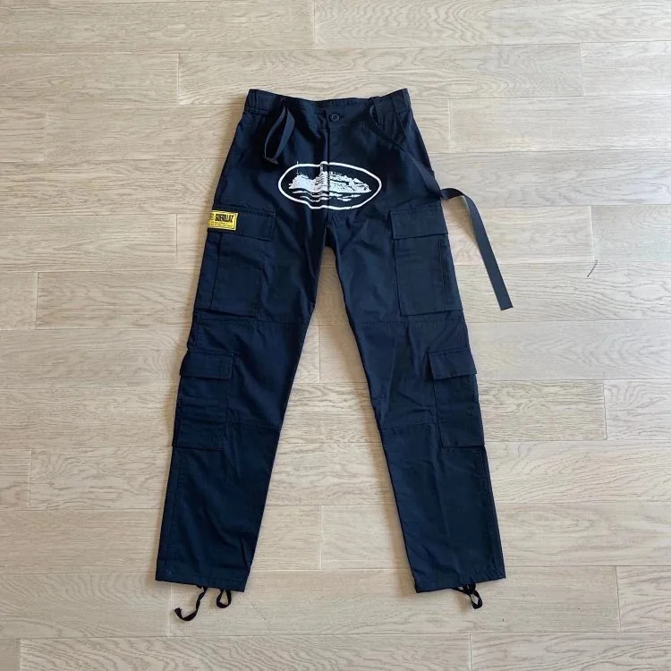 White Print Yellow Patch Cargo Pants