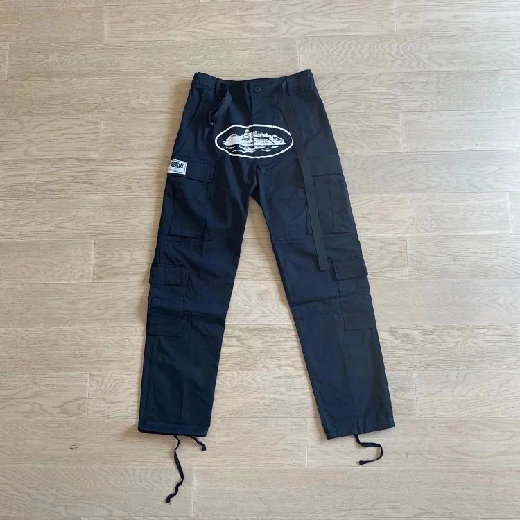White Print White Patch Cargo Pants