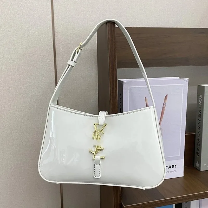 Saint Laurent YSL Logo Patent Hobo Bag