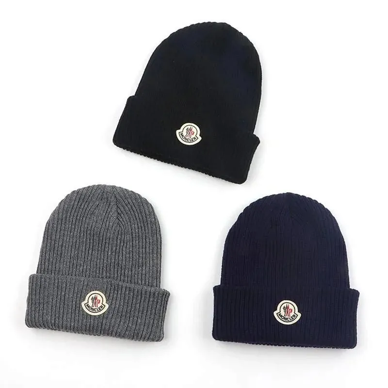 Moncler Logo Patch Ribbed Beanie