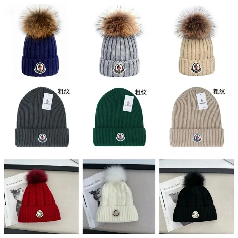 Moncler Logo Patch Knit Beanie Collection