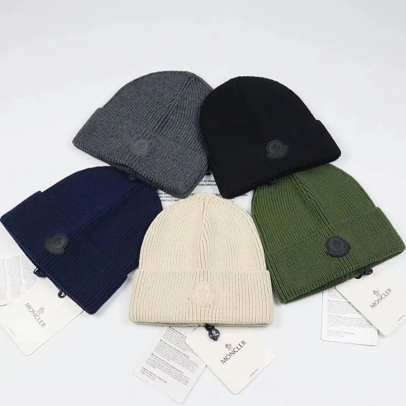 Moncler Logo Patch Ribbed Knit Beanie
