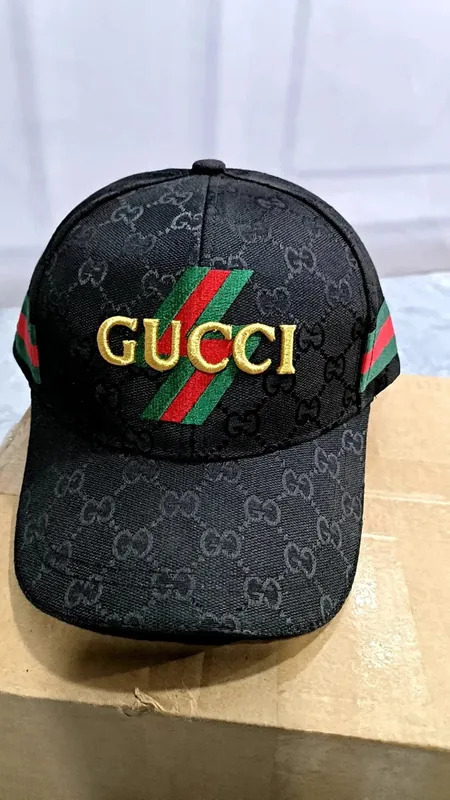 Gucci Web Stripe Logo Baseball Cap Black