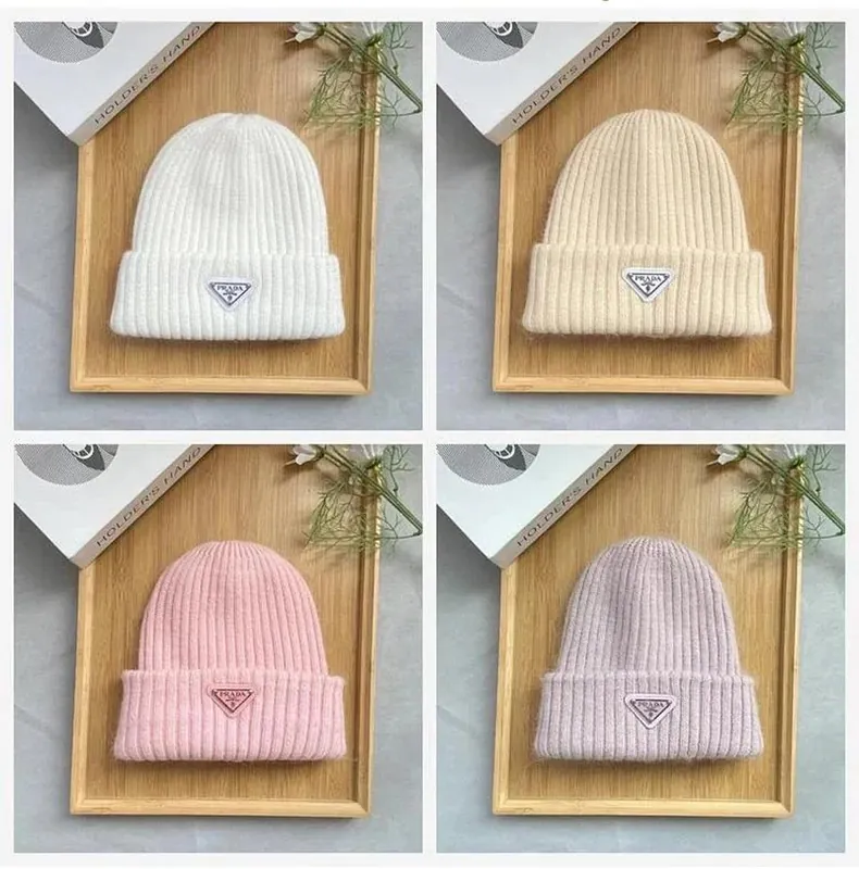 Prada Triangle Logo Ribbed Beanie Collection