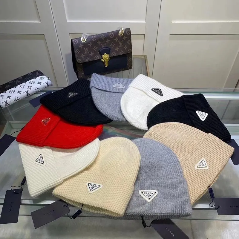 Prada Triangle Logo Knit Beanie Collection