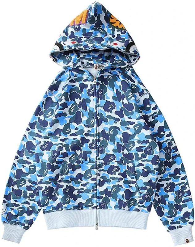 Bape Shark Blue Camo Zip Hoodie