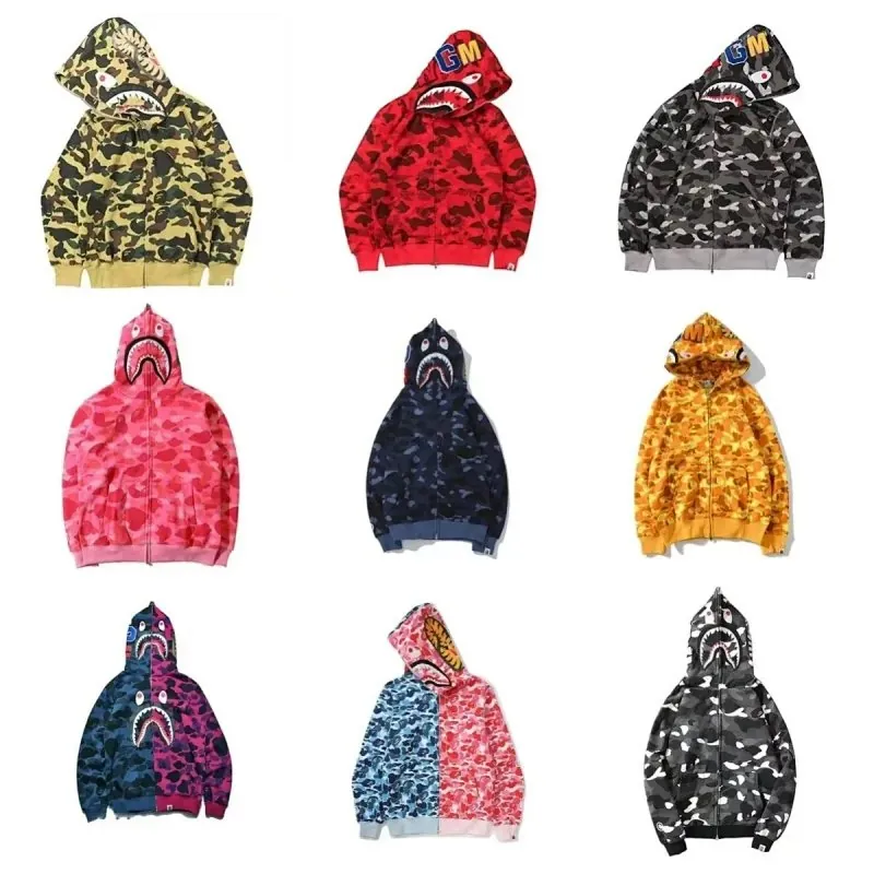 Bape Shark Camo Zip Hoodie Collection
