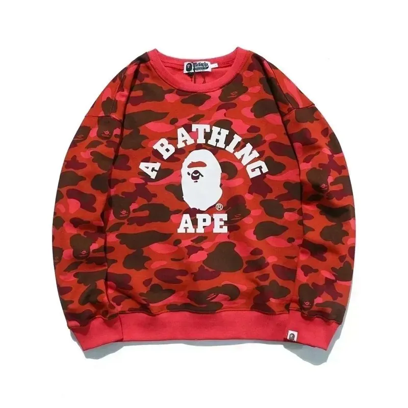 Bape College Logo Red Camo Sweatshirt