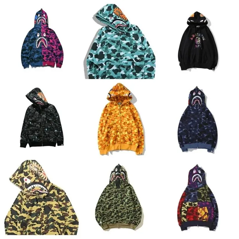 Bape Shark Camo Zip Hoodie Collection
