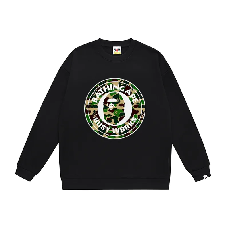 Bape Busy Works Camo Logo Sweatshirt Black