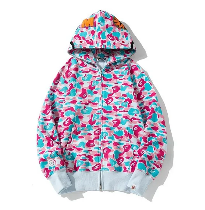 Bape Shark Pink Camo Zip Hoodie