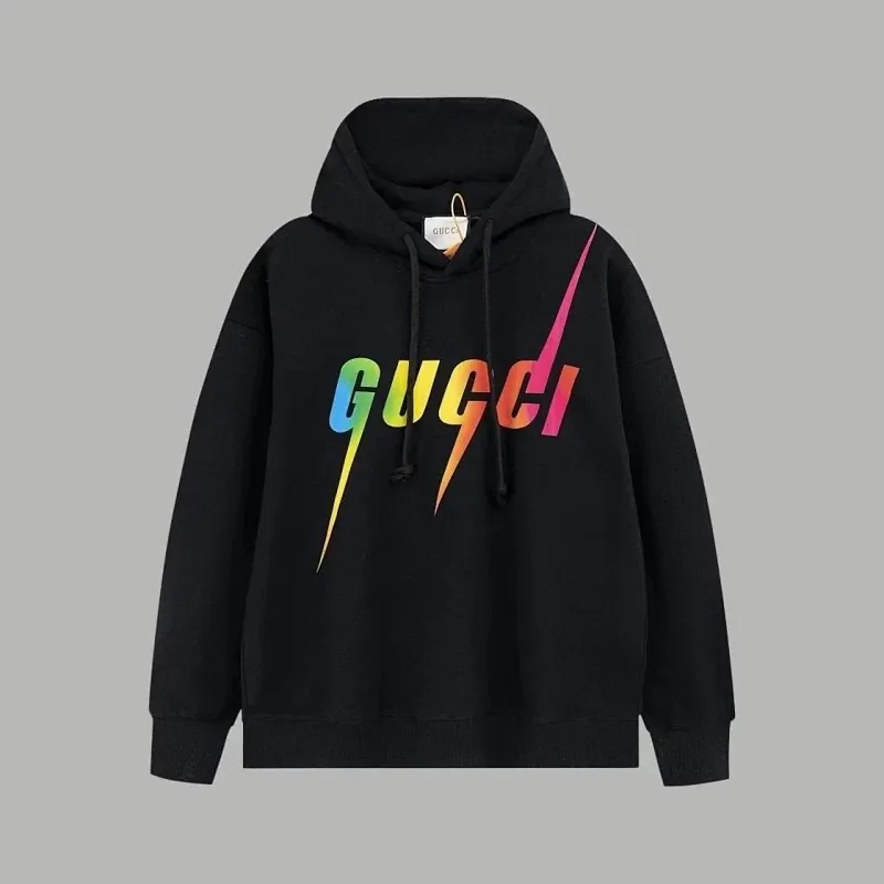 Gucci Rainbow Blade Logo Black Hoodie