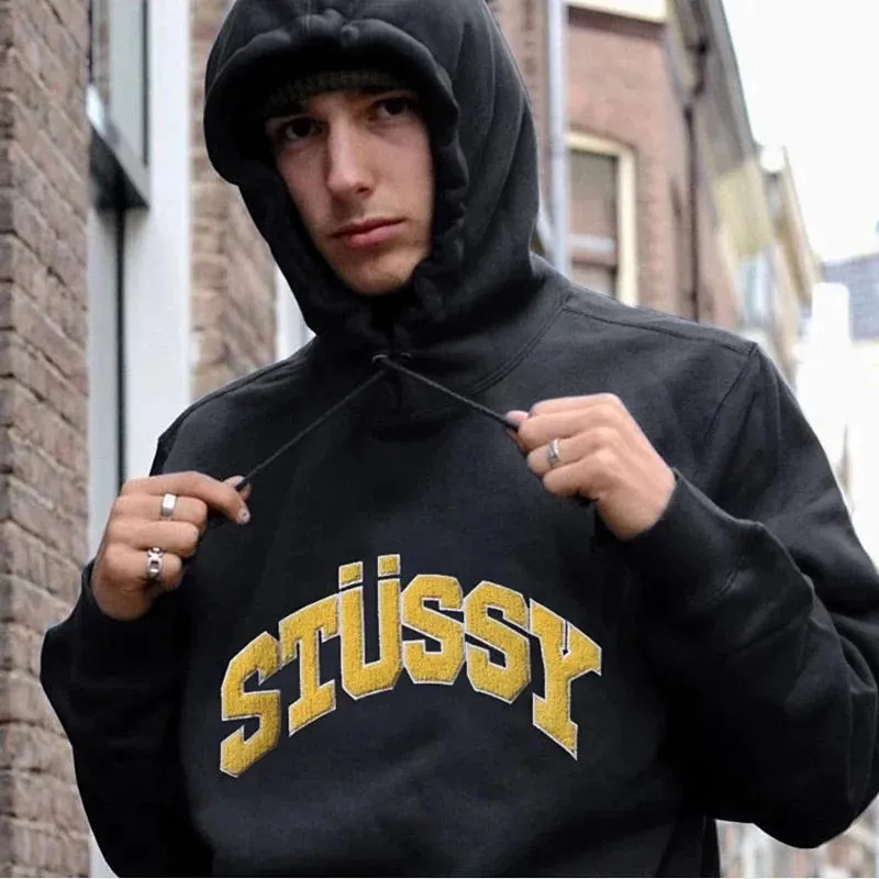 Stussy Arch Logo Washed Black Hoodie