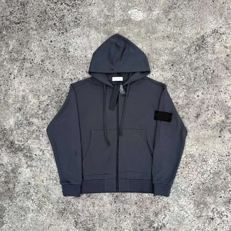 Stone Island Navy Zip Up Hoodie