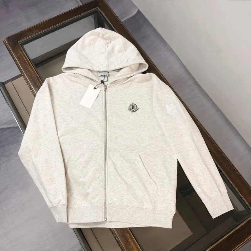 Moncler Cream Zip Up Hoodie