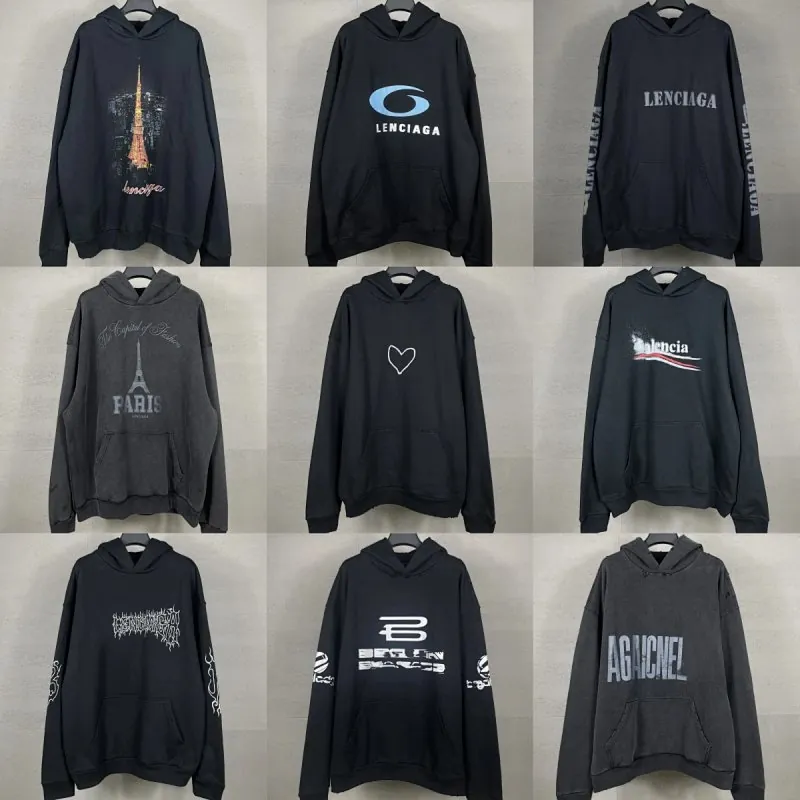 Balenciaga Paris Print Hoodie Collection