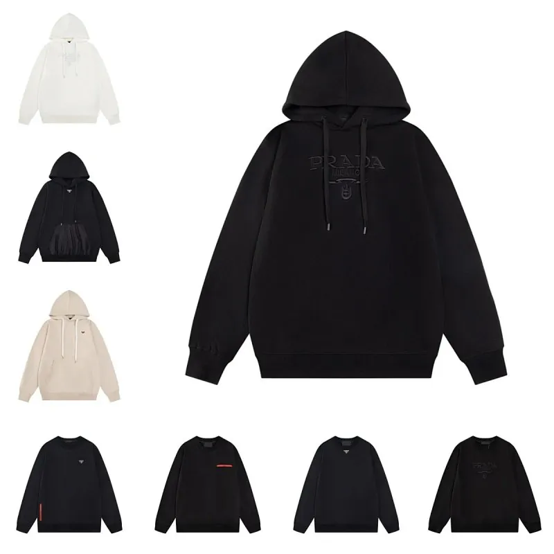 Prada Logo Black Hoodie Collection