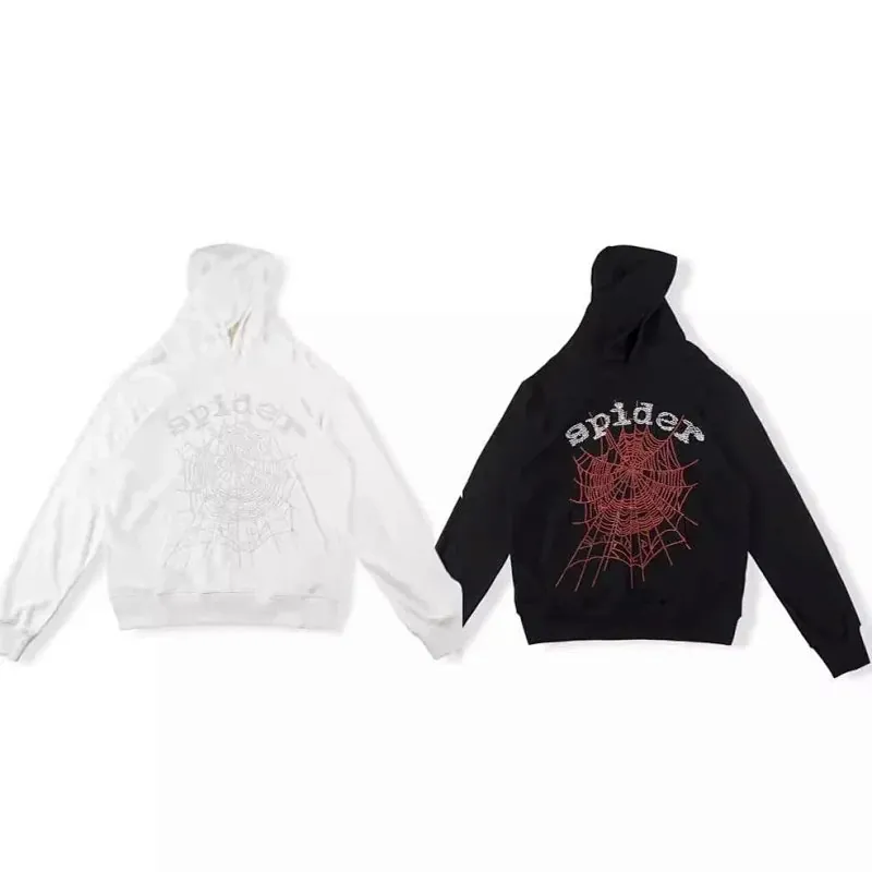 Sp5der Spider Web Hoodie Black White