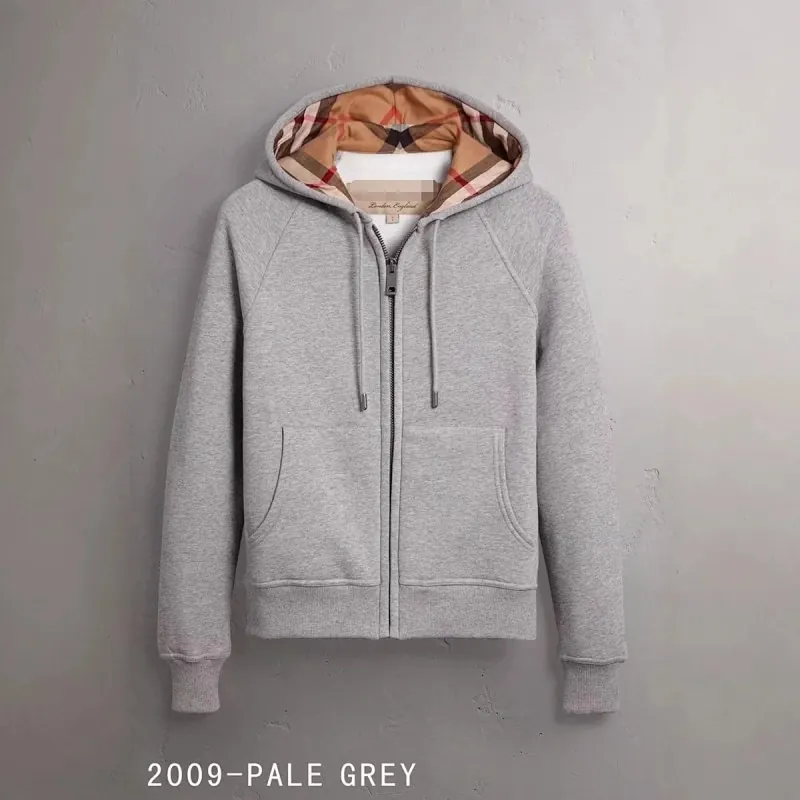 Burberry Check Hood Grey Zip Hoodie