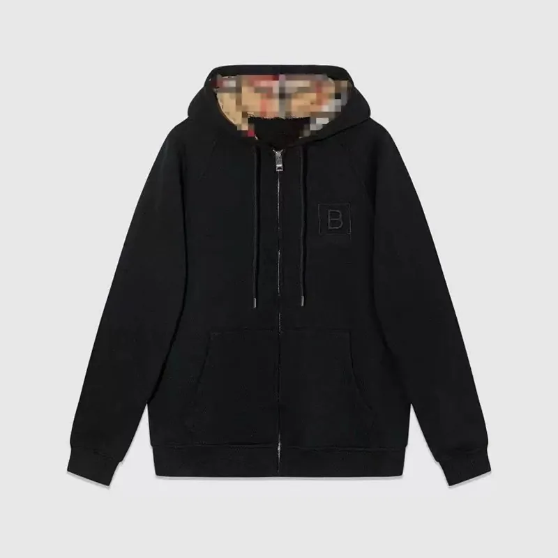Burberry Check Hood Black Zip Hoodie