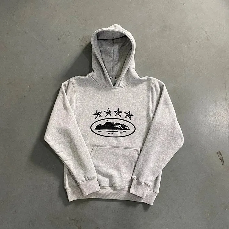 Corteiz Four Star Alcatraz Grey Hoodie