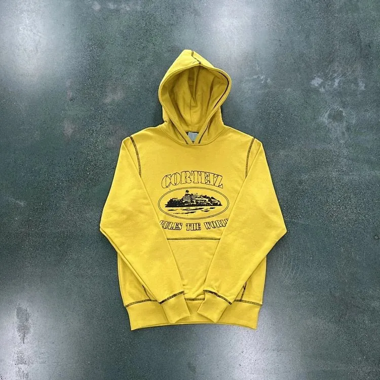 Corteiz Rules The World Yellow Hoodie