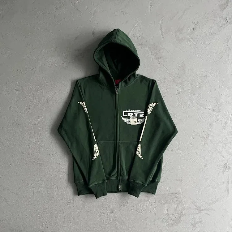 Corteiz CRTZ Arrow Green Zip Hoodie