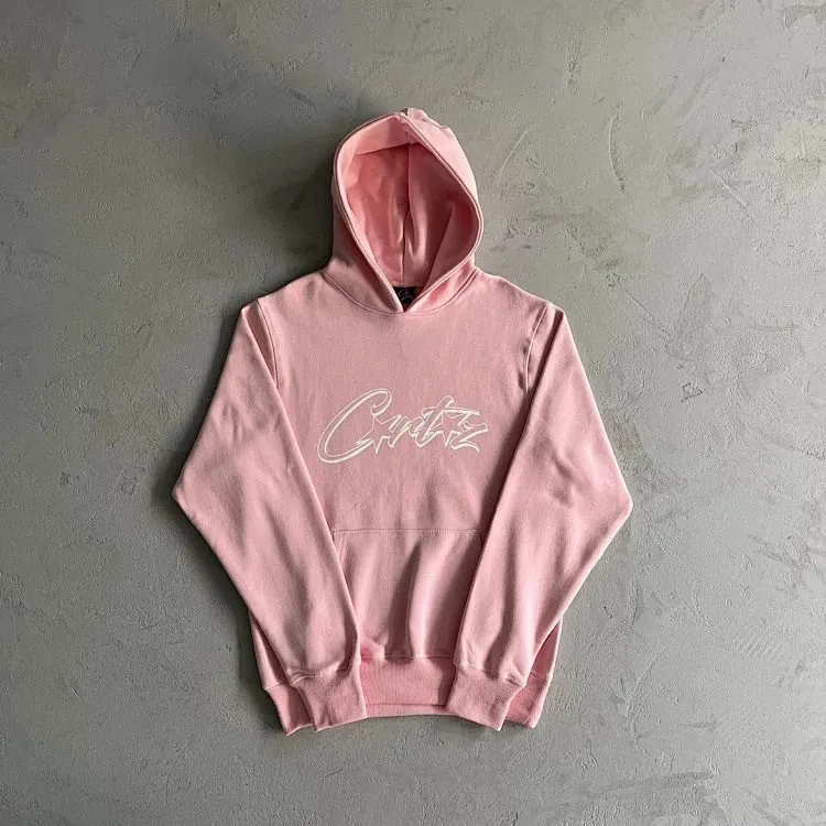 Corteiz Crtz Script Pink Hoodie