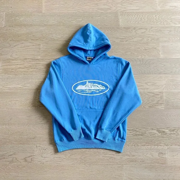 Corteiz Alcatraz Logo Hoodie Blue